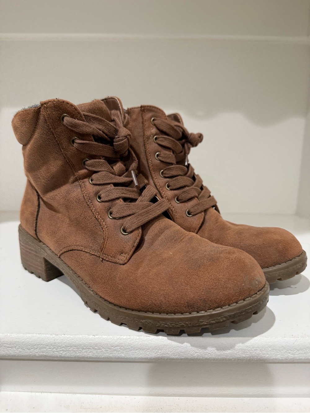Women's Brown Suede Lace-Up Ankle Boots